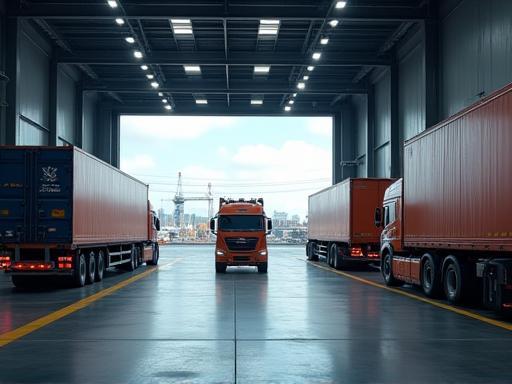 Photo of a logistics operation or warehouse.